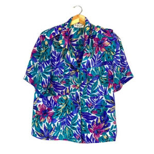 Women's Vintage Jordan Floral Button Front Blouse 12